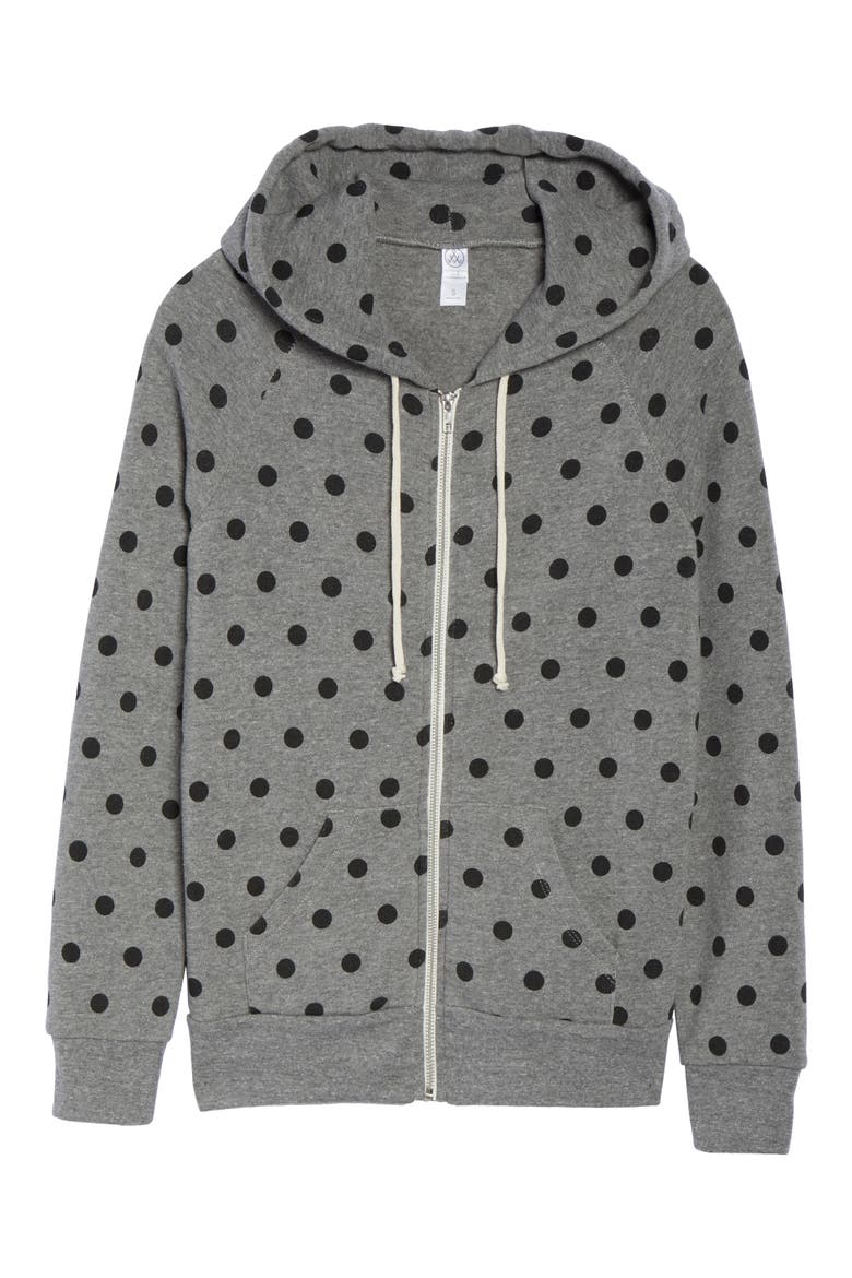 Adrian Print Zip Hoodie, Alternate, color, ECO GREY/ BLACK DOT PRINT