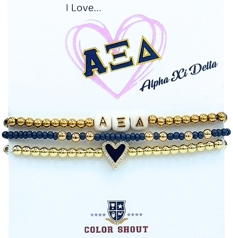 Alpha Xi Delta Love My Sorority Bracelet Stack