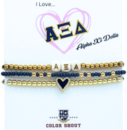 Color Shout Alpha Xi Delta Love My Sorority Bracelet Stack