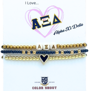 Color Shout Alpha Xi Delta Love My Sorority Bracelet Stack