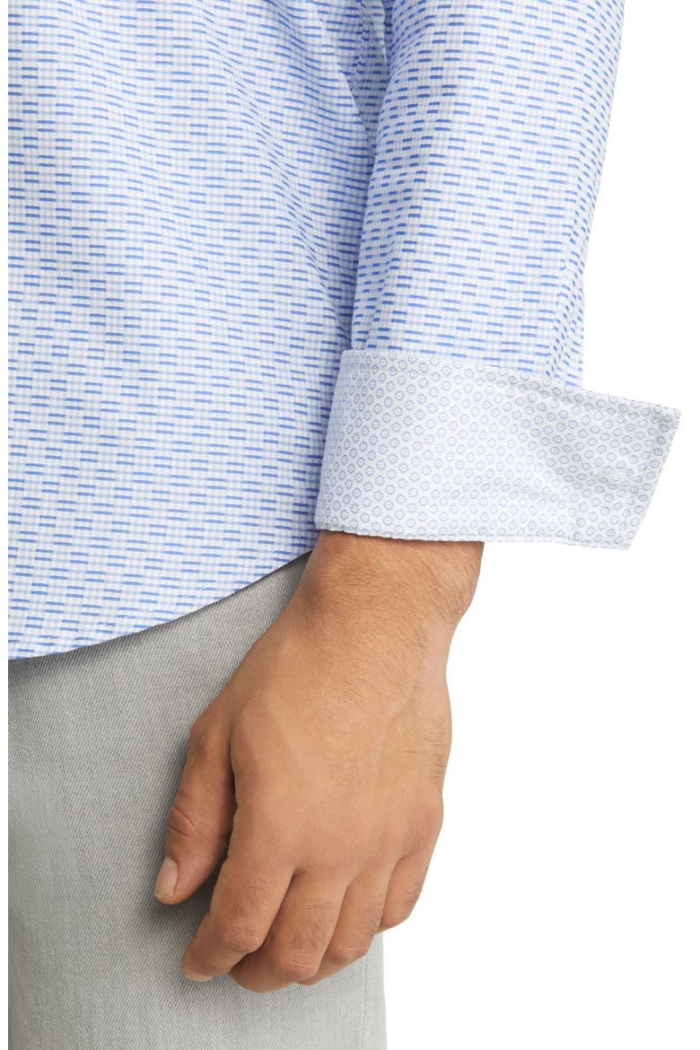 Big & Tall Sarasota Ventura Stripe Sport Shirt, Alternate, color, BLUES