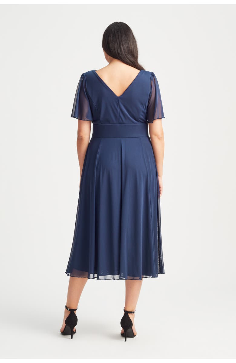 Scarlett & Jo Victoria Solid Angel Sleeve Midi Dress, Alternate, color, Solid Navy