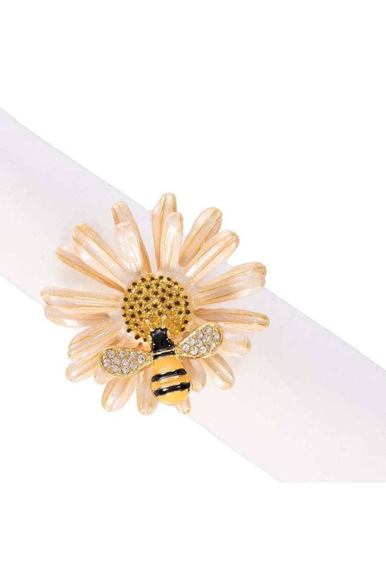 Daisy and Bee Tabletop Napkin Rings Set of 4, Alternate, color, Yellow