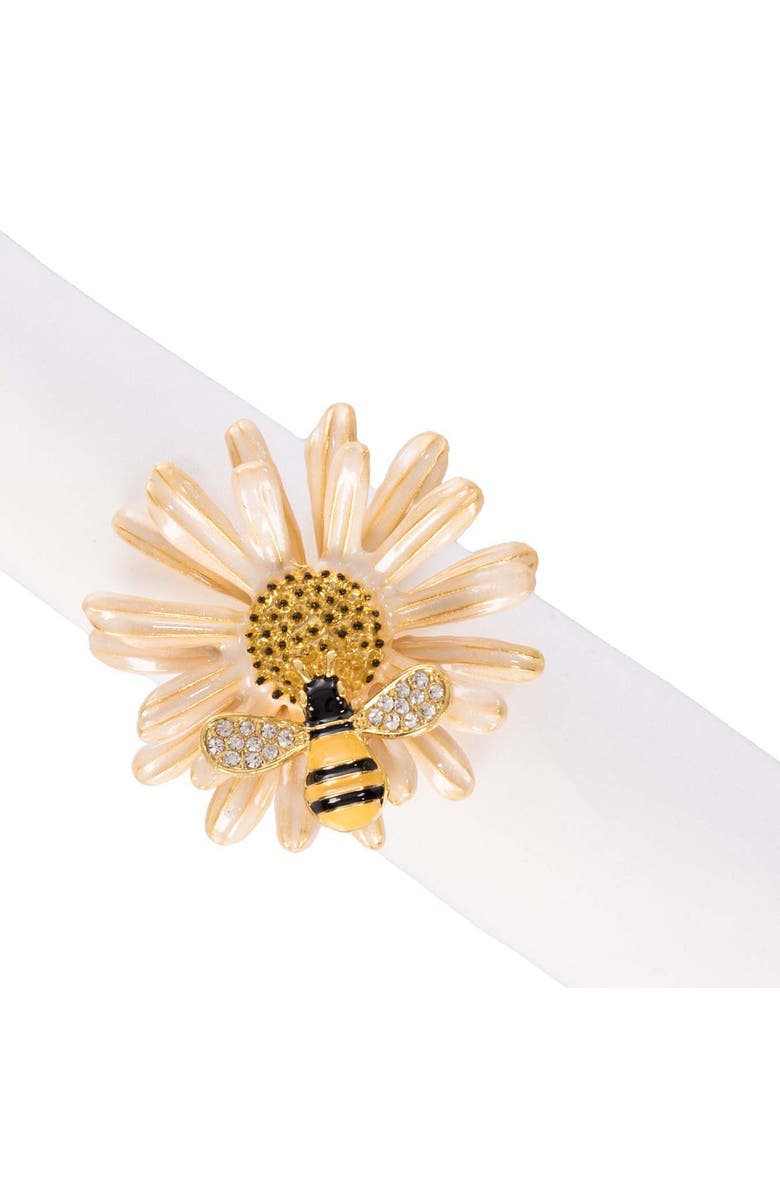 C&F Home Daisy and Bee Tabletop Napkin Rings Set of 4, Alternate, color, Yellow