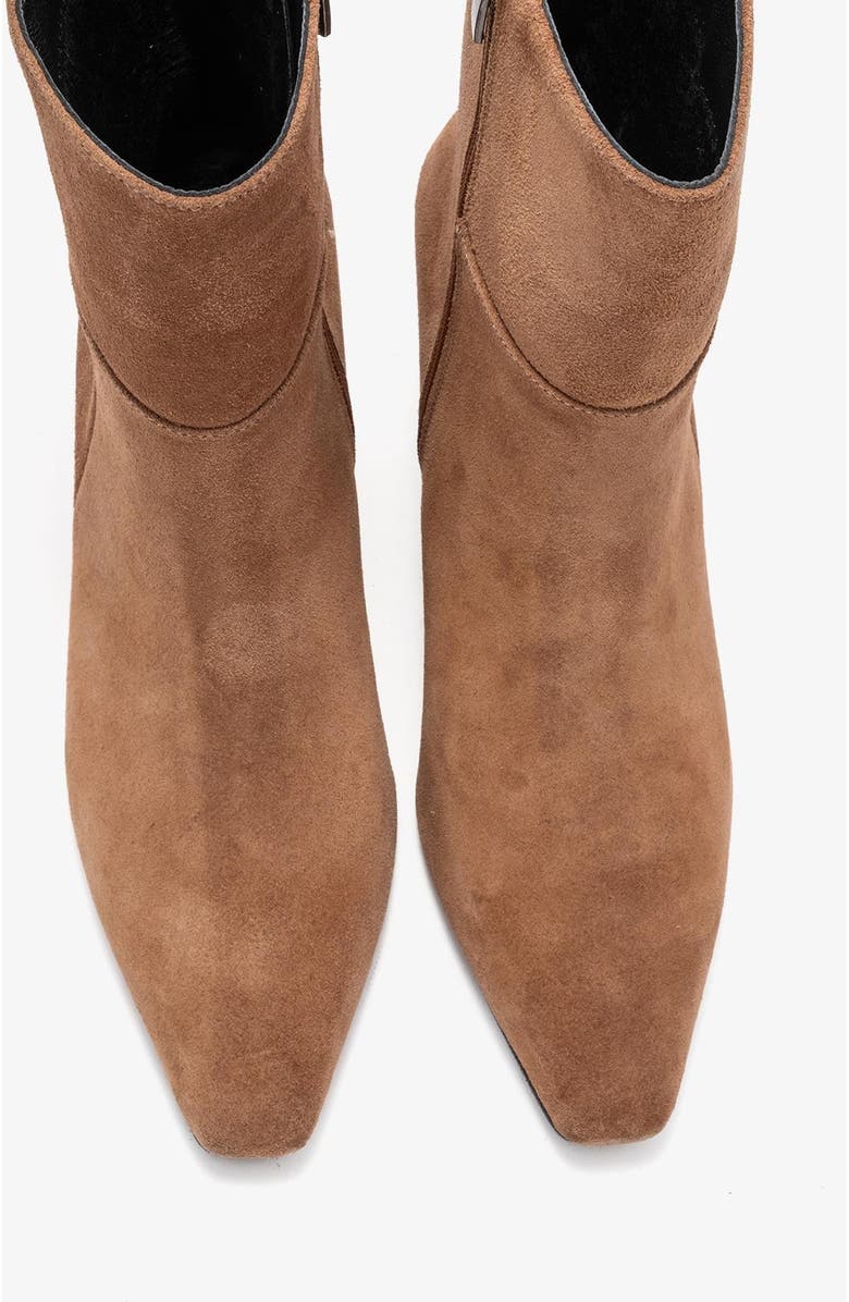 Forever & Always Shoes Kyoto Leather Block Heel Boot, Alternate, color, Cognac Suede Leather