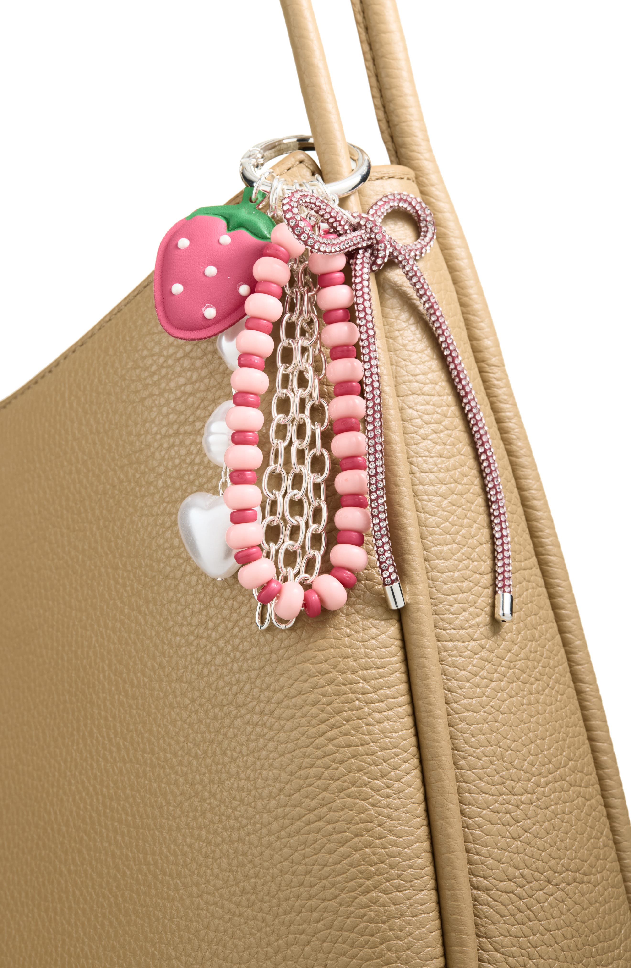 Chelsea28 Strawberry Bag Charm, Alternate, color, Pink Multi- Silver
