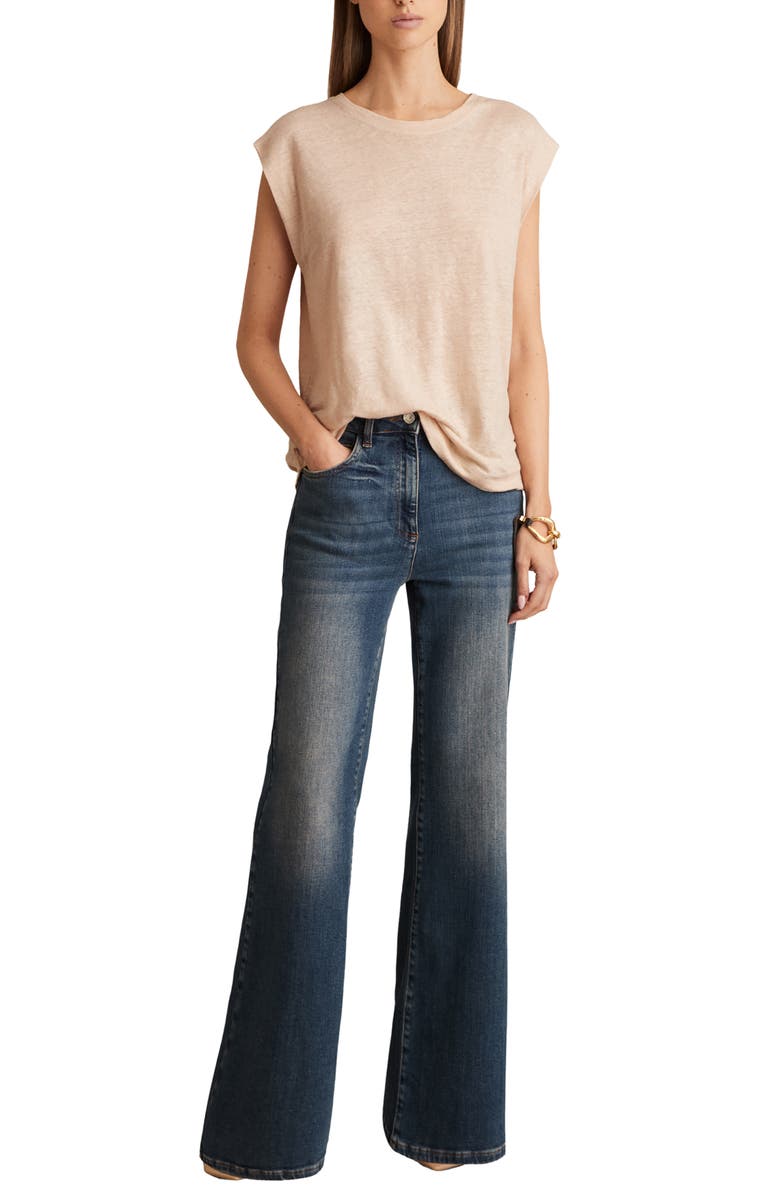 Reiss Mara Linen T-Shirt, Alternate, color, Peach