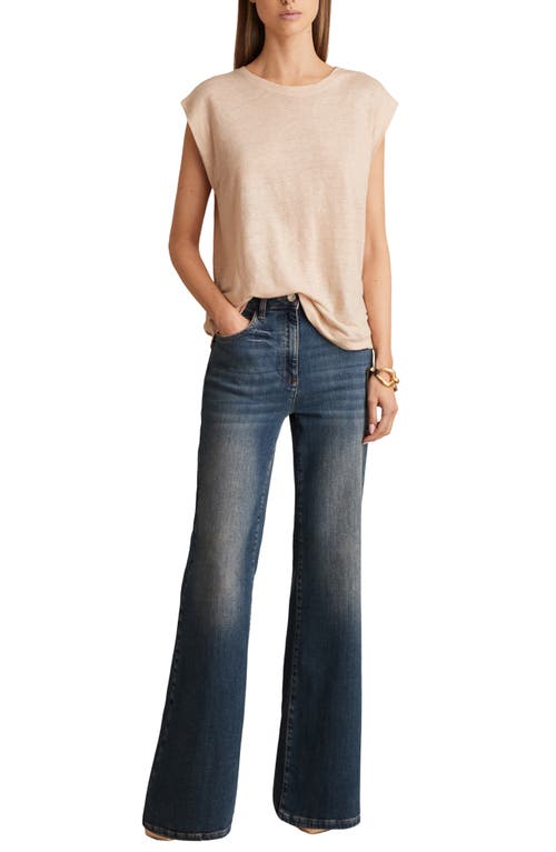 Reiss Peach Linen Cap-sleeve T-shirt