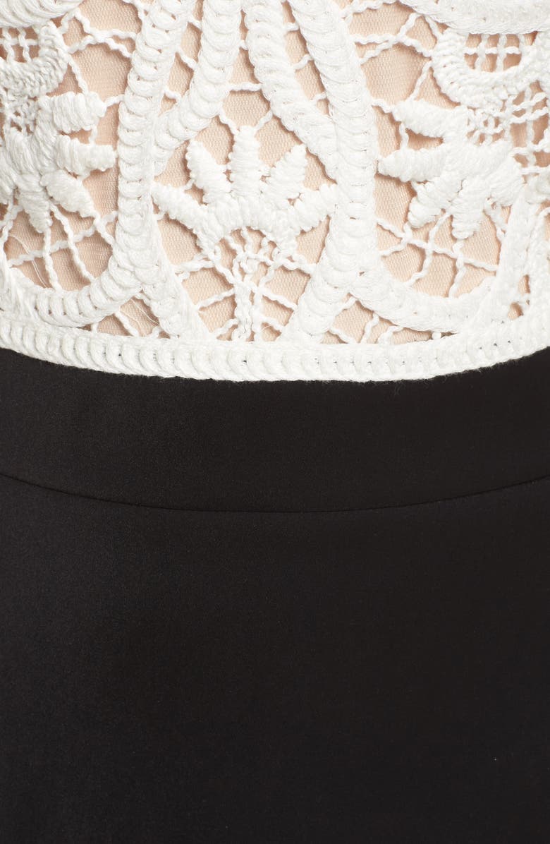 Tadashi Shoji Crochet Lace & Crepe Gown, Alternate, color, 