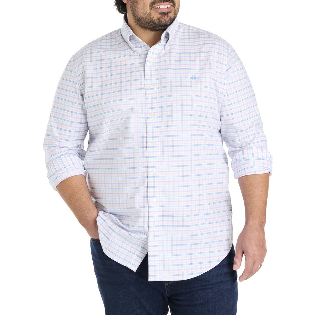 B+t Essentials Fit By Dxl Big & Tall Non-iron Multi Check Sport Shirt In Hydrangea Multi