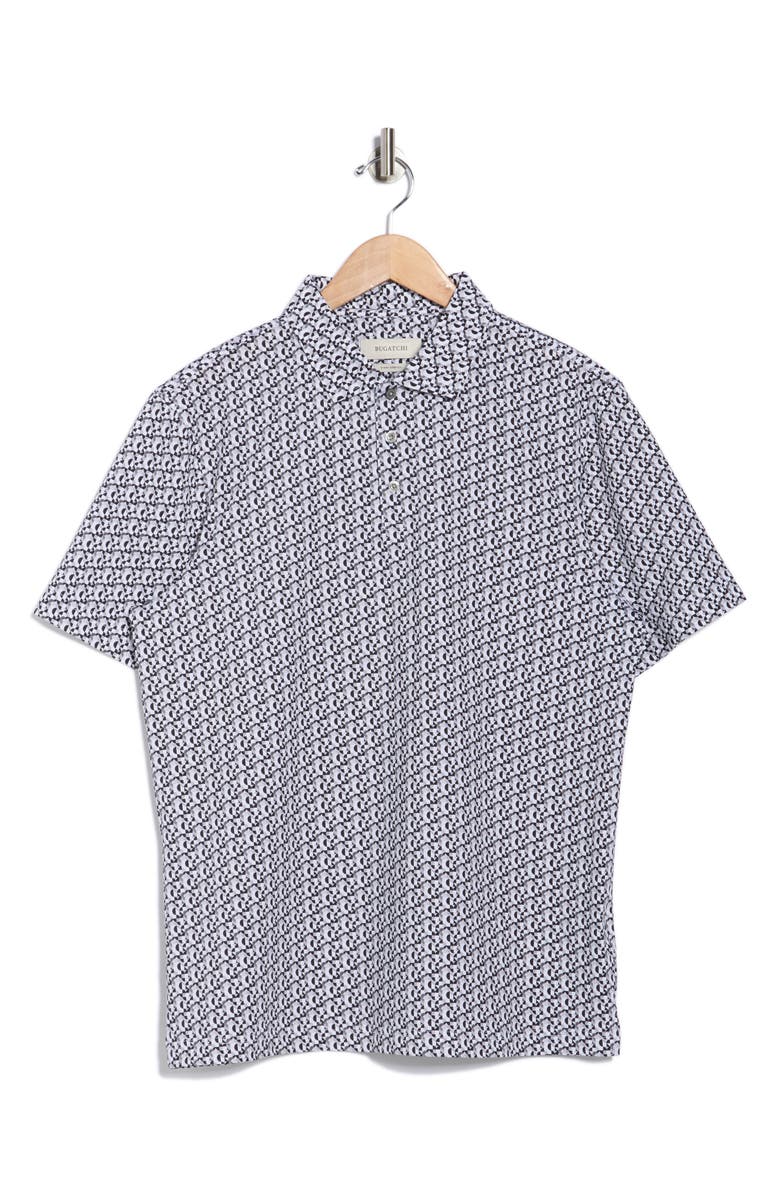 Bugatchi Geometric Print OoohCotton<sup>®</sup> Knit Polo, Main, color, Cement