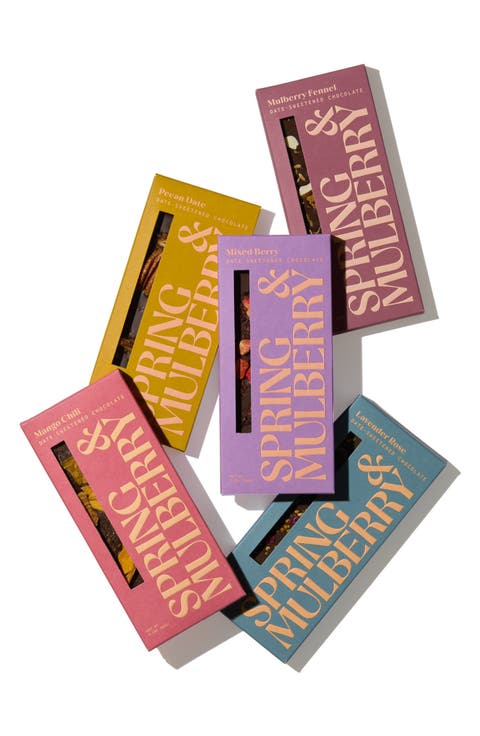 Embellished Variety Pack Date Dark Sweetened Chocolate Bars 5-Piece Gift Box