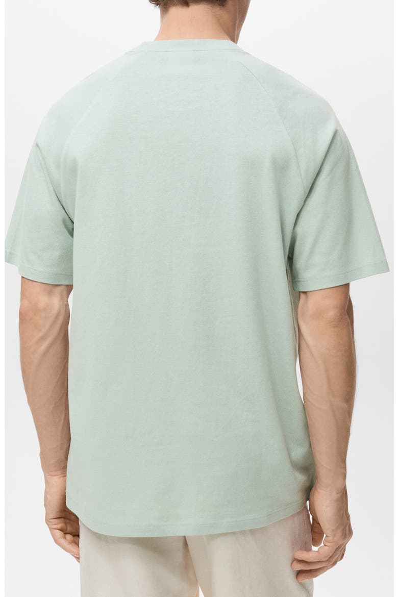 Relaxed Fit Cotton & Linen Raglan T-Shirt, Alternate, color, AQUA GREEN