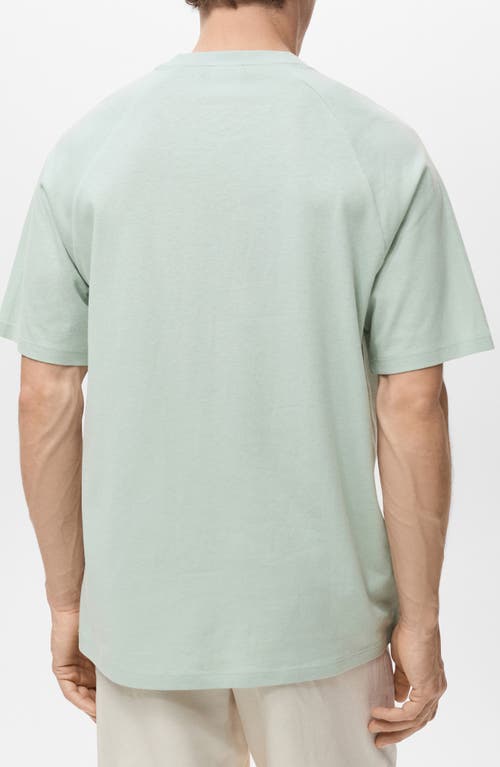 Mango Relaxed Fit Cotton & Linen Raglan T-shirt In Green