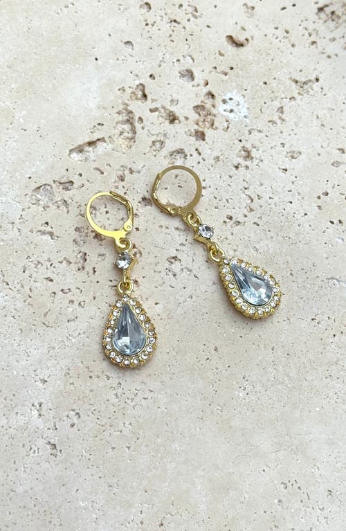 Adornia Gold Plated Pear Crystal Halo Drop Earrings In Gold