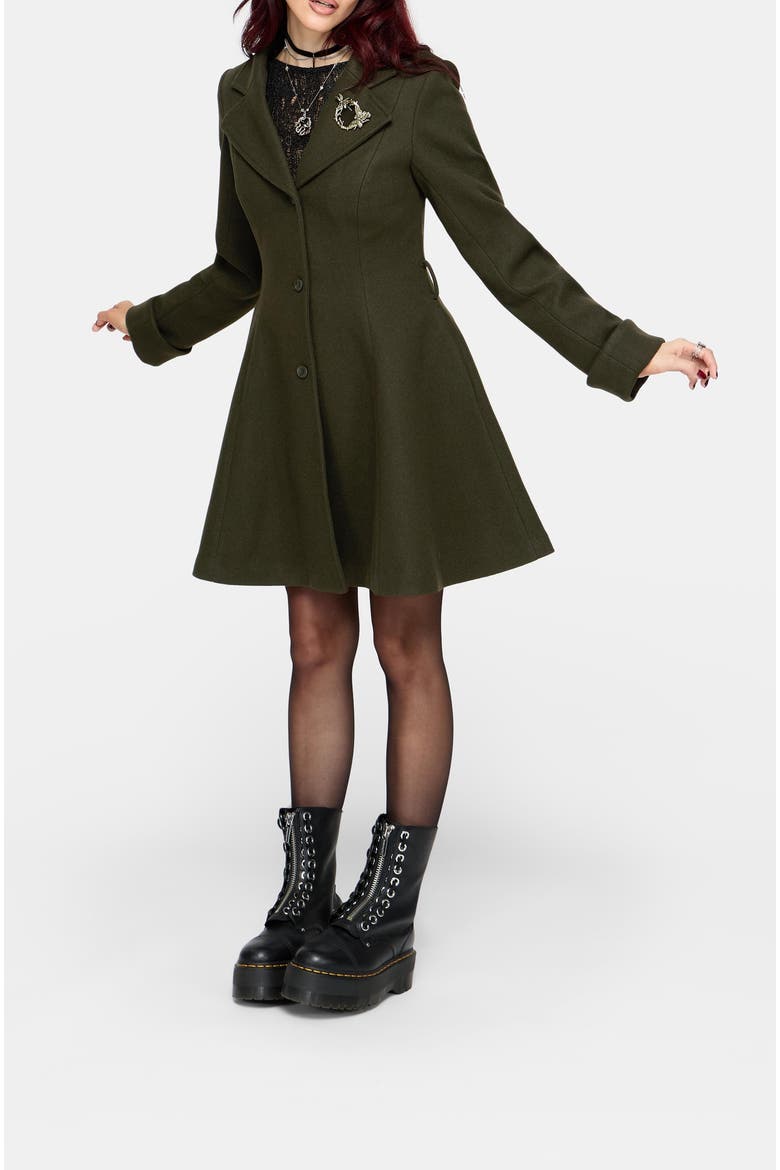 Cyrene Belted Removable Hood Coat, Alternate, color, Green