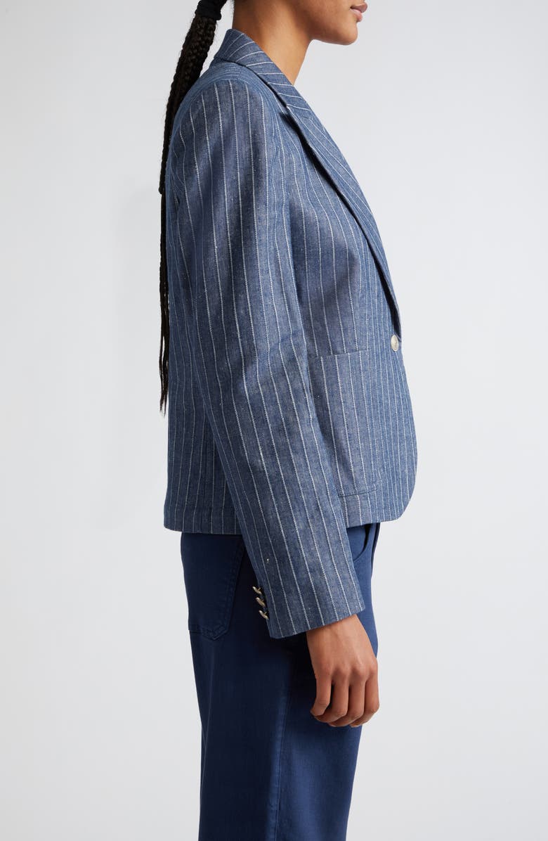 Eleventy Pinstripe Crop Linen & Cotton Blend Blazer, Alternate, color, 
