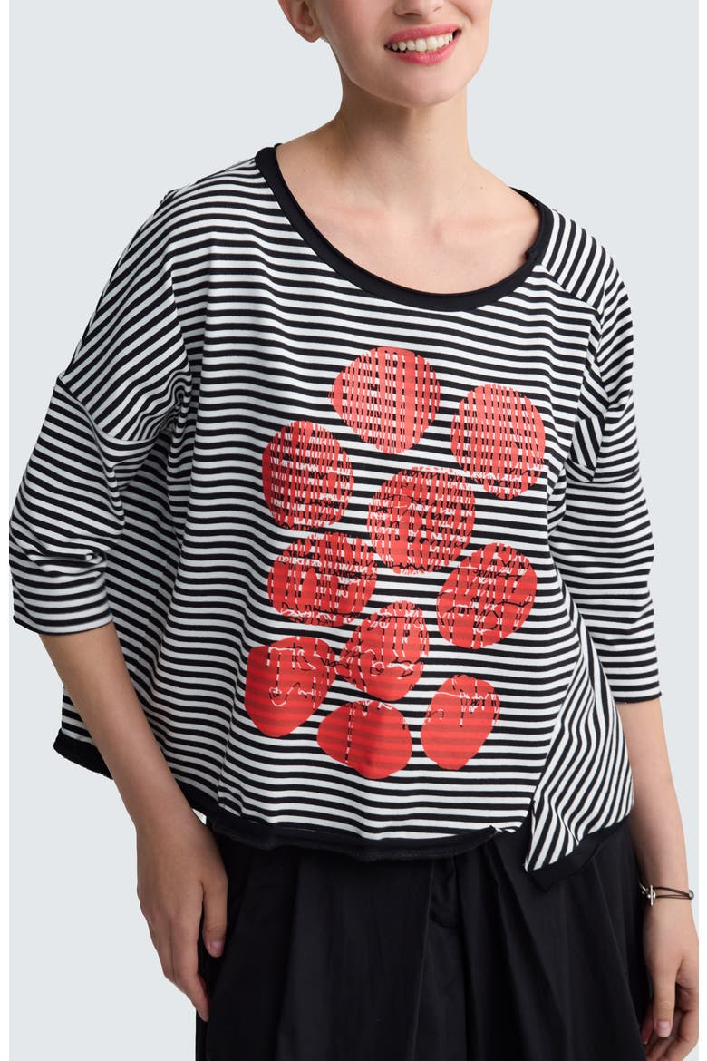 Tessa Striped Jersey Top, Main, color, Black Strip