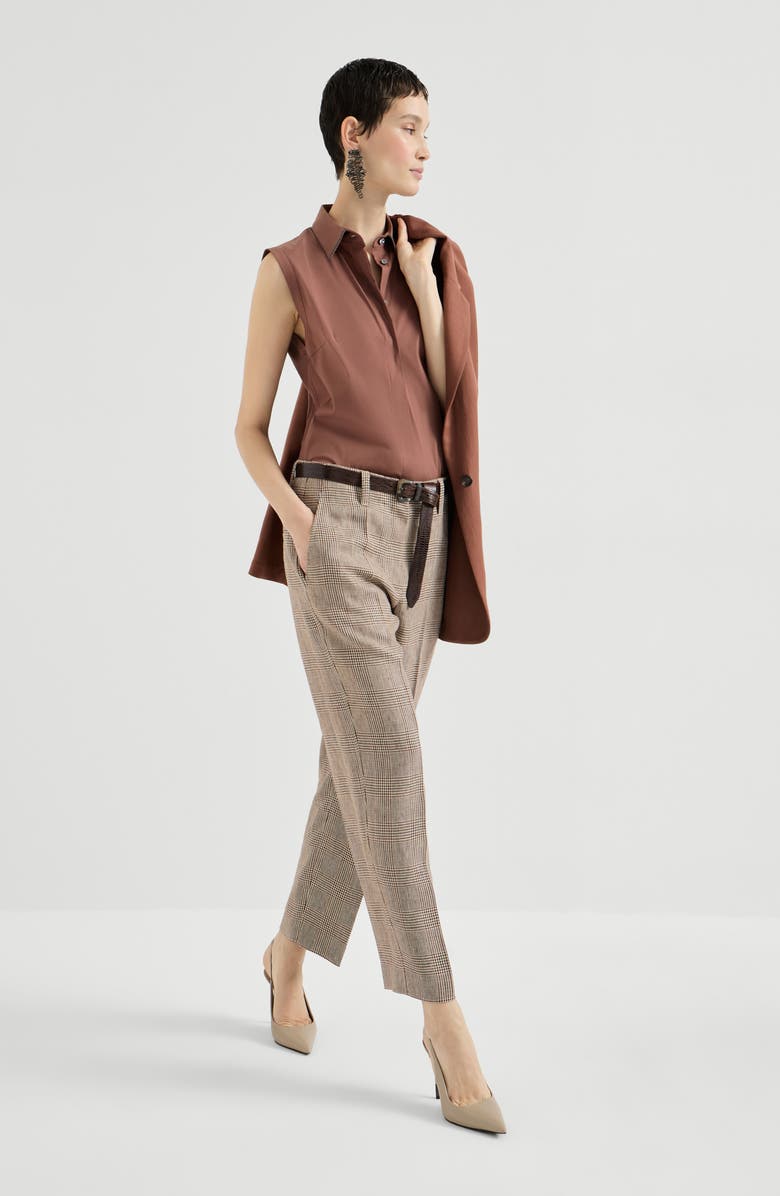 Brunello Cucinelli Square cigarette trousers, Alternate, color, Light Brown