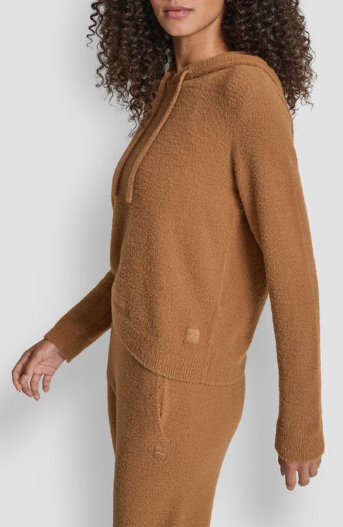 Dkny Feather Yarn Hooded Sweater In Brown