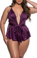 Roma Confidential Moonlight Kiss Lace Inset Satin Teddy