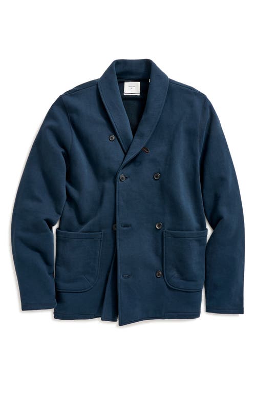 Billy Reid John Shawl Collar French Terry Jacket in Carbon Blue 