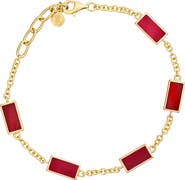 Jan Leslie Five Station Dash Rectangle Bracelet In Sterling With 18K Gold Overlay