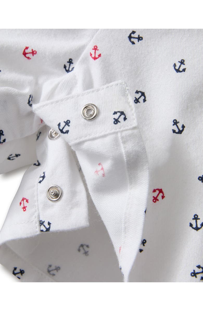 Petite Plume Anchors Away One-Piece Brushed Twill Pajamas, Alternate, color, 