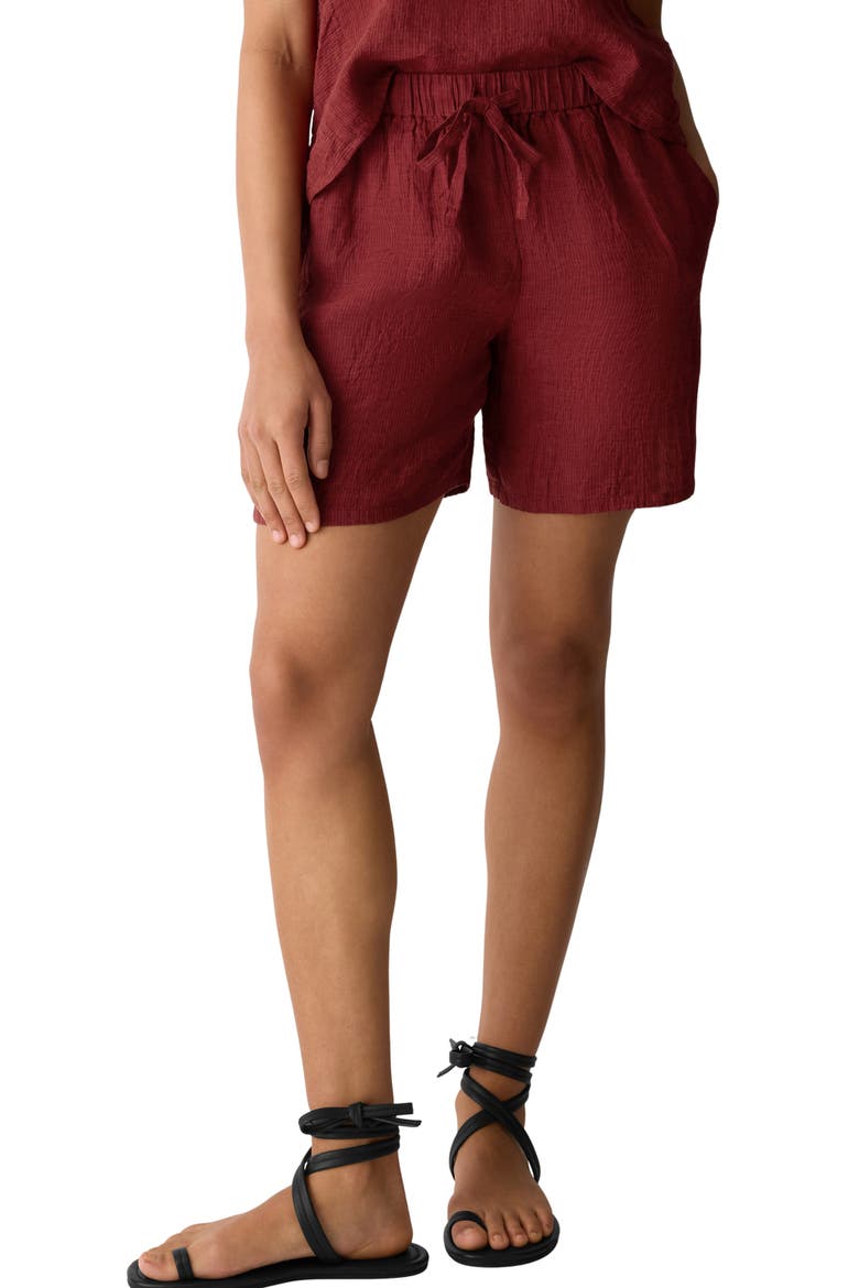 Organic Linen Drawstring Walking Shorts, Main, color, SUN DRIED TOMATO