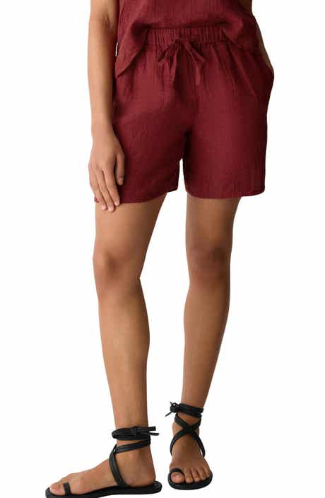 Organic Linen Drawstring Walking Shorts