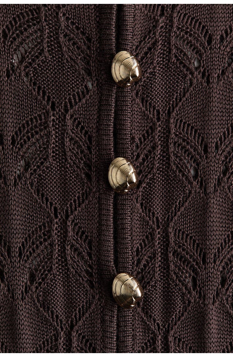 H&M Crochet-look Button-top Dress, Alternate, color, Dark Brown