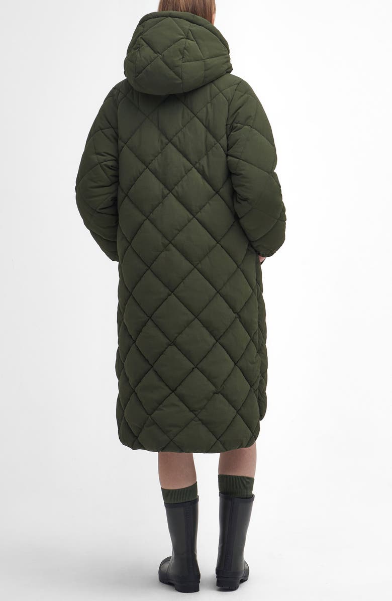 Barbour Kirkton Longline Puffer Coat, Alternate, color, Olive/ Ancient