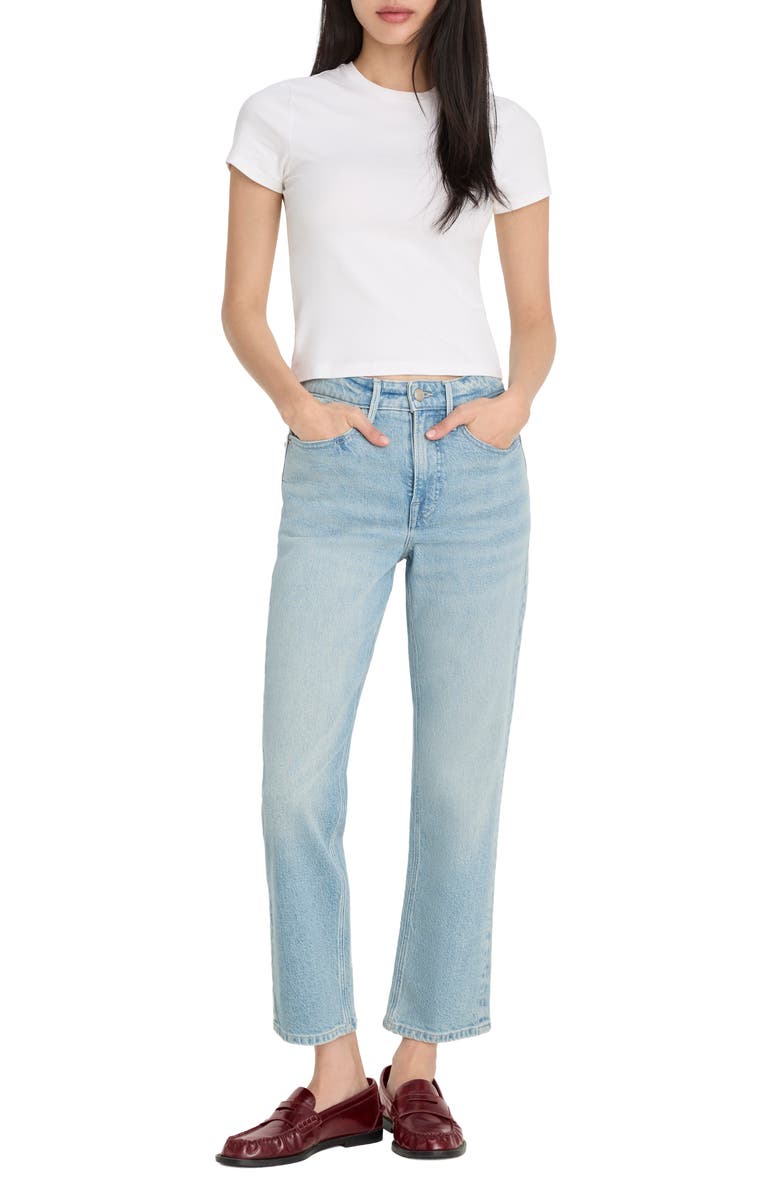 Good American Good Icon High Waist Ankle Straight Leg Jeans, Alternate, color, Indigo1137