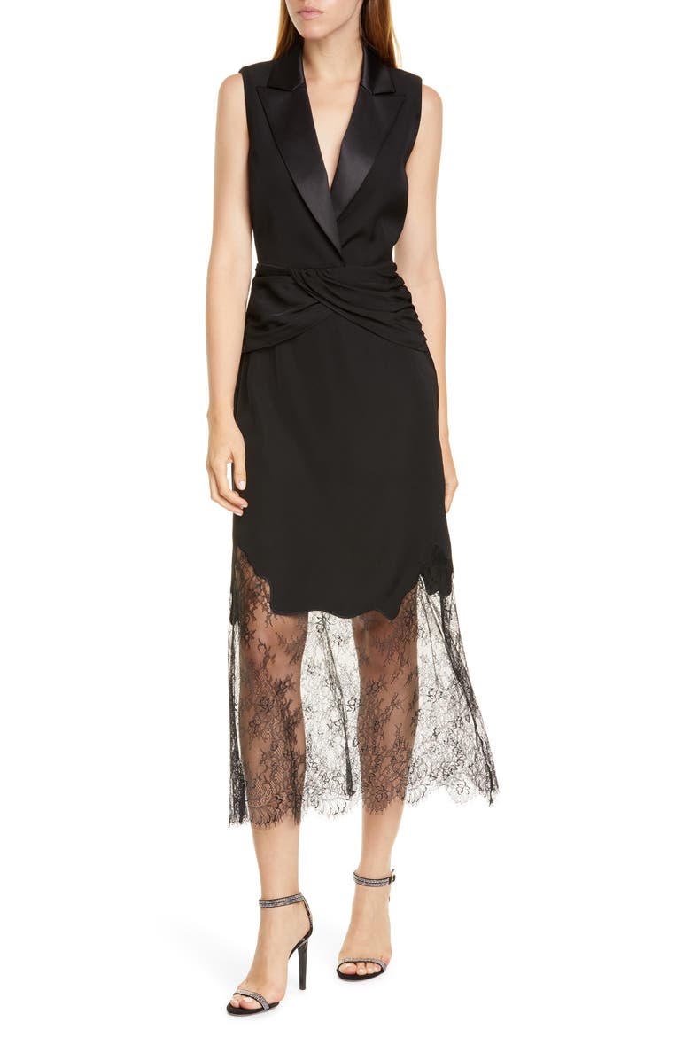 Sleeveless Lace Midi Dress, Main, color, BLACK
