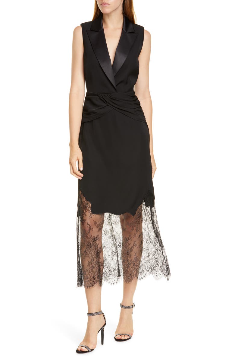 Self-Portrait Sleeveless Lace Midi Dress, Main, color,