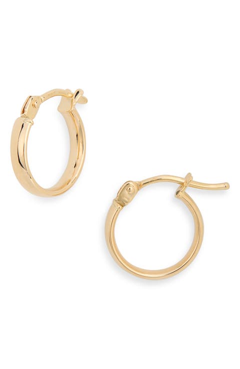 14K Gold Wide Huggie Hoop Earrings