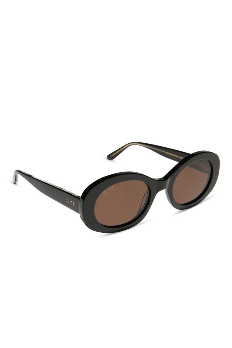 Lainey 52mm Polarized Oval Sunglasses, Alternate, color, BLACK / BROWN