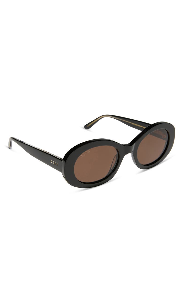 DIFF Lainey 52mm Polarized Oval Sunglasses, Alternate, color, Black / Brown