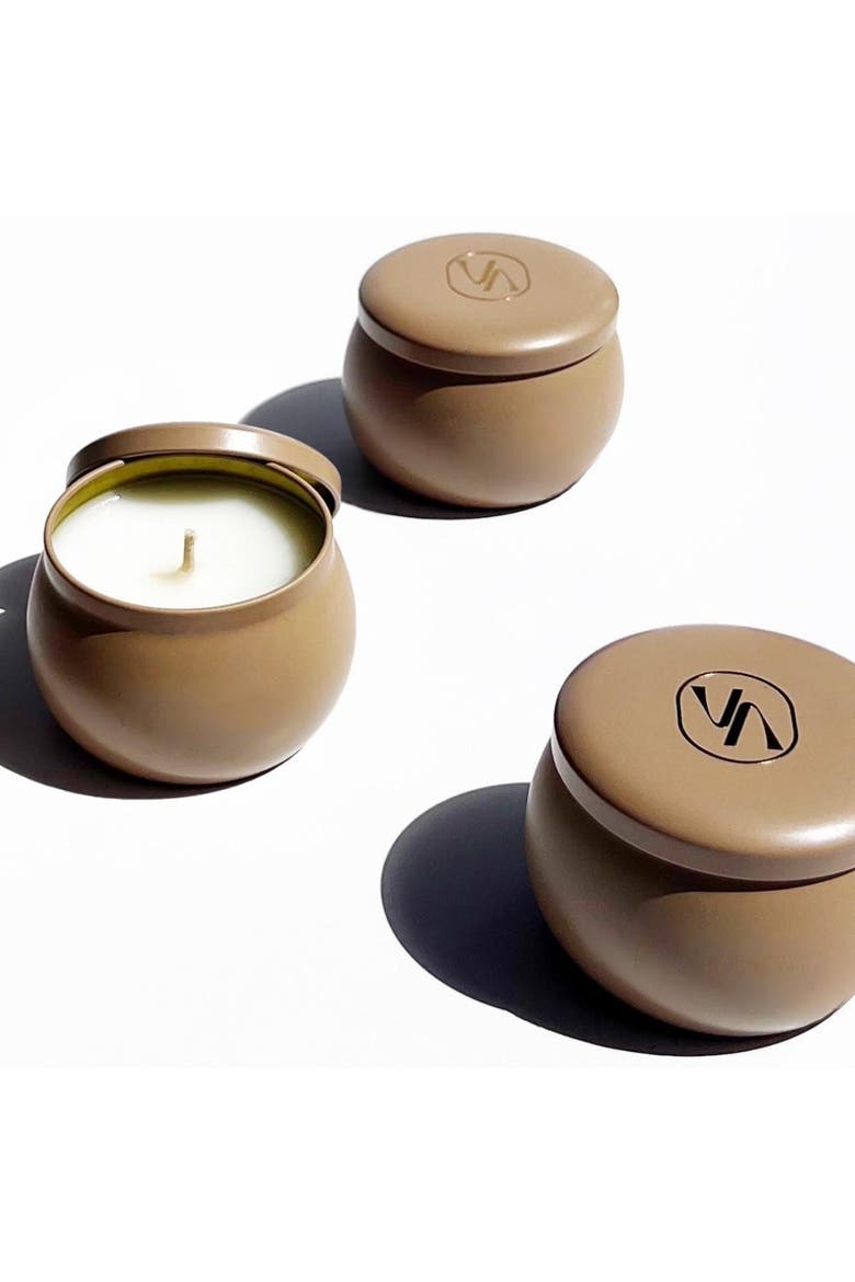 Mini Scented Travel Candle With Cotton Wick In Hinoki Flower, Alternate, color, Soft White