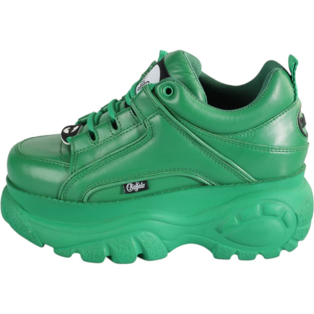 Buffalo Boots Classic Low Leather Sneaker In Green