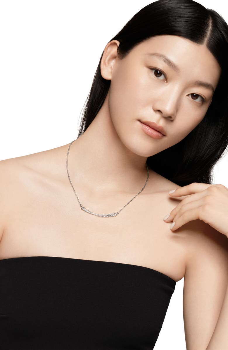 David Yurman Crossover Bar Necklace with Diamonds, Alternate, color, Silver/ Diamond