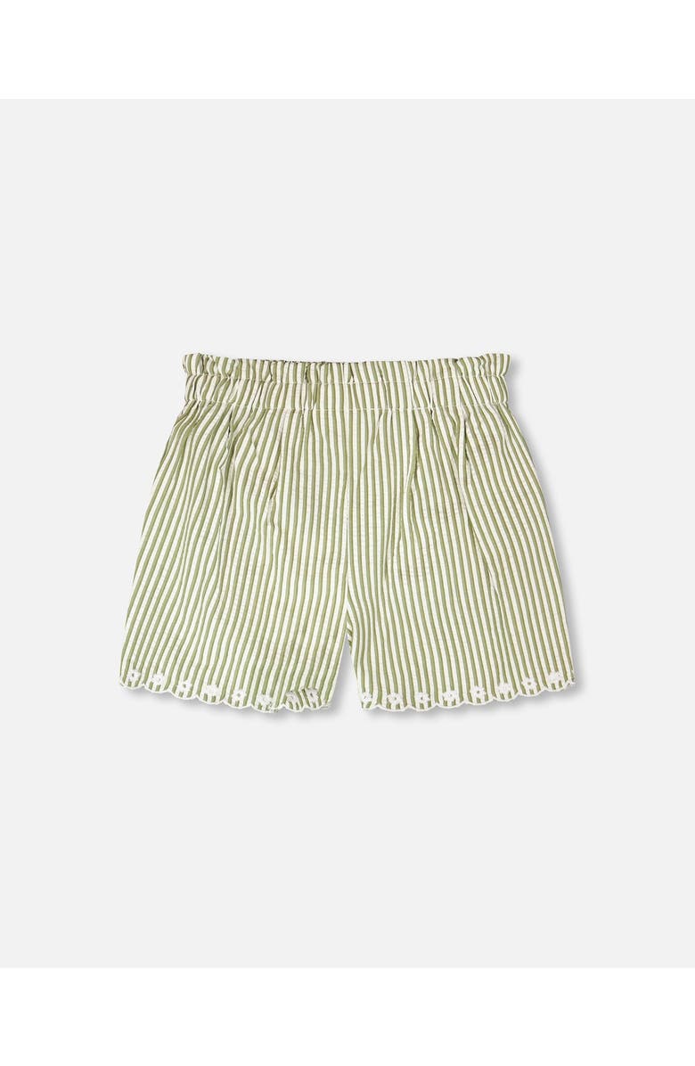 Deux par Deux Stripes with Embroidery Flared Shorts, Alternate, color, Green & Off White Stripes