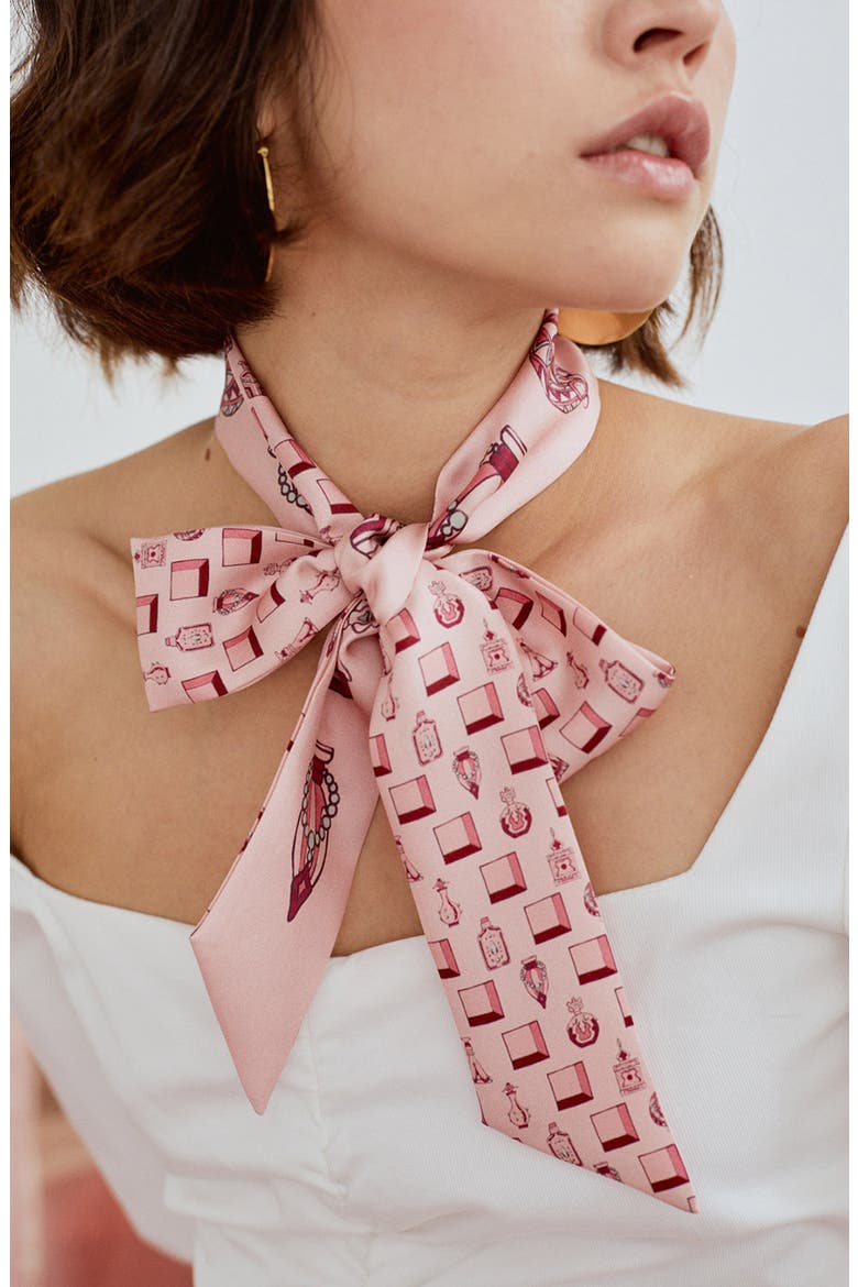 Amora Skinny Silk Scarf, Alternate, color, BLUSH