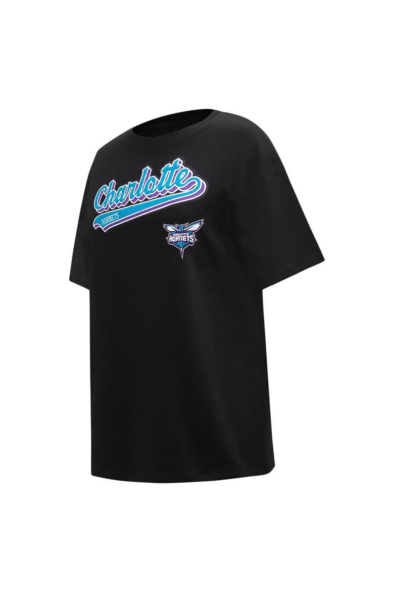 Women's Pro Standard Black Charlotte Hornets Script Boyfriend T-Shirt, Alternate, color, Black