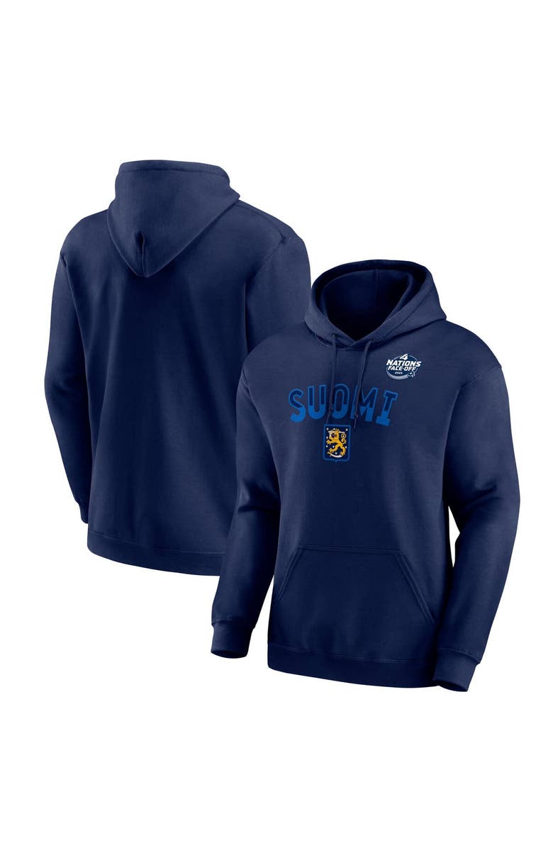 FANATICS Men's Fanatics Navy Finland 2025 4 Nations Face-Off Fleece Pullover Hoodie, Alternate, color, 