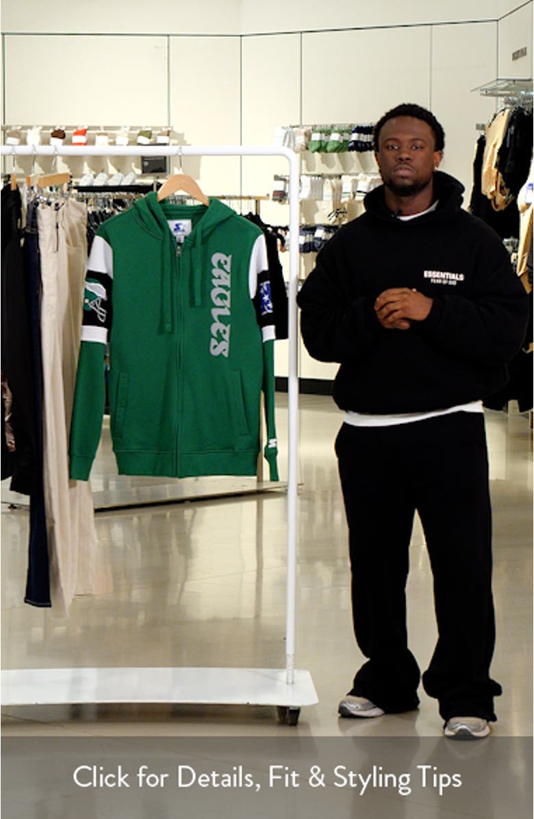 Men's Starter Kelly Green Philadelphia Eagles Extreme Vintage Logo Full-Zip Hoodie, sales video thumbnail