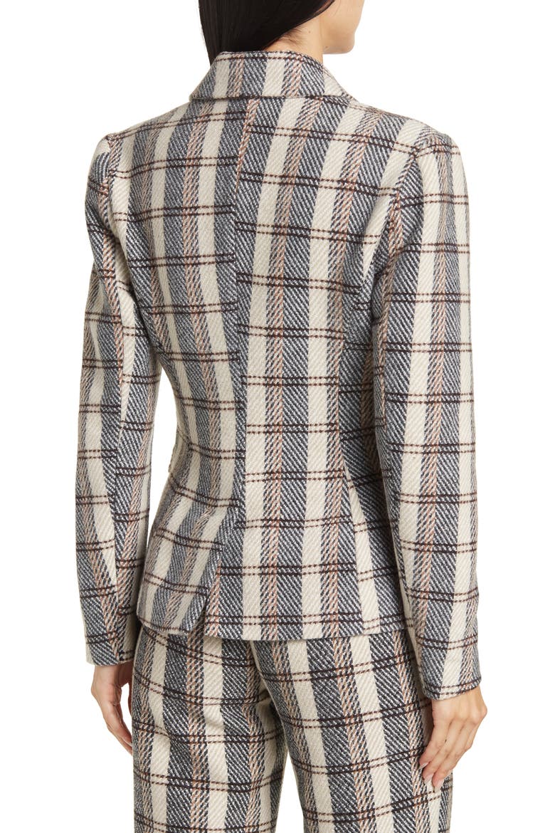 Double Breasted Tweed Jacket, Alternate, color, BROWN PLAID