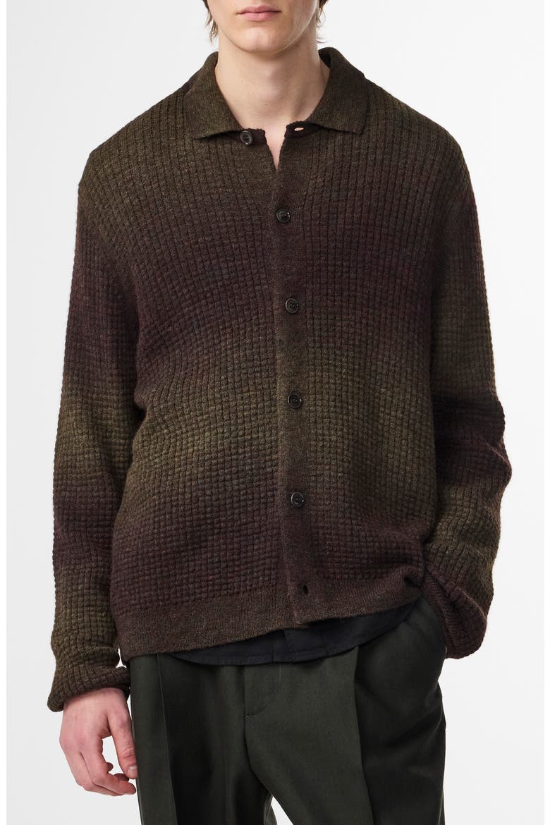 Thor Gradient Bubble Stitch Cardigan, Main, color, DARK ARMY
