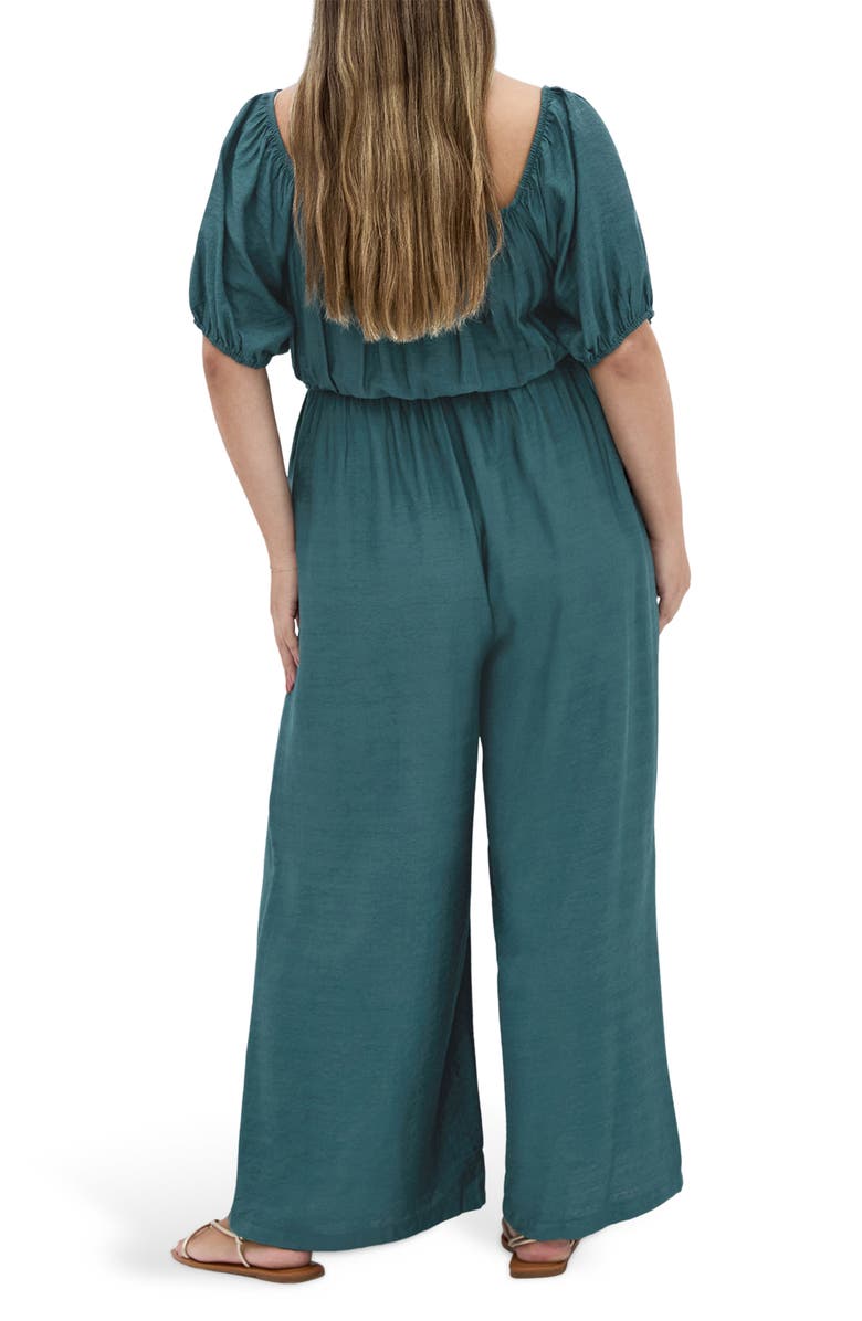City Chic Erica Wide Leg Jumpsuit, Alternate, color, Foliage Green