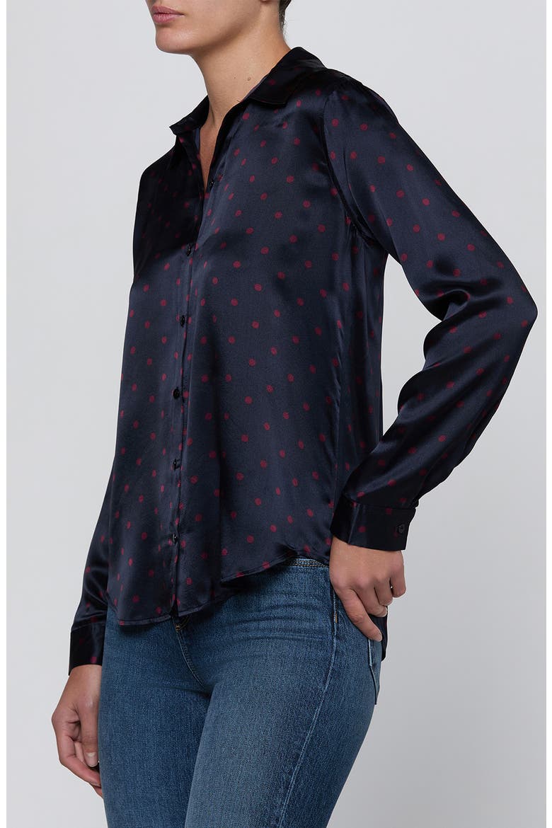 Tyler Dot Silk Shirt, Main, color, MIDNIGHT/ DEEP SANGRIA POLKA